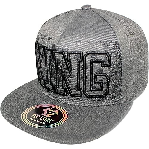 TOP Level Herren verstellbare Baumwolle Snapback Cap 2 (Verschiedene einzigartige Hutdesigns erhältlich), Bull Logo/Olive Black, Einheitsgröße von 4350 DISTRICT