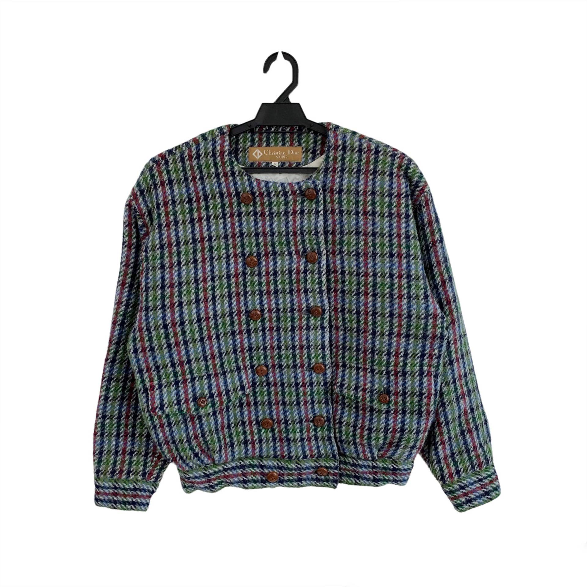 Christian Dior Sportwolle Jacke Kariert Tartan Karierte Gr. S von 43VintageArt