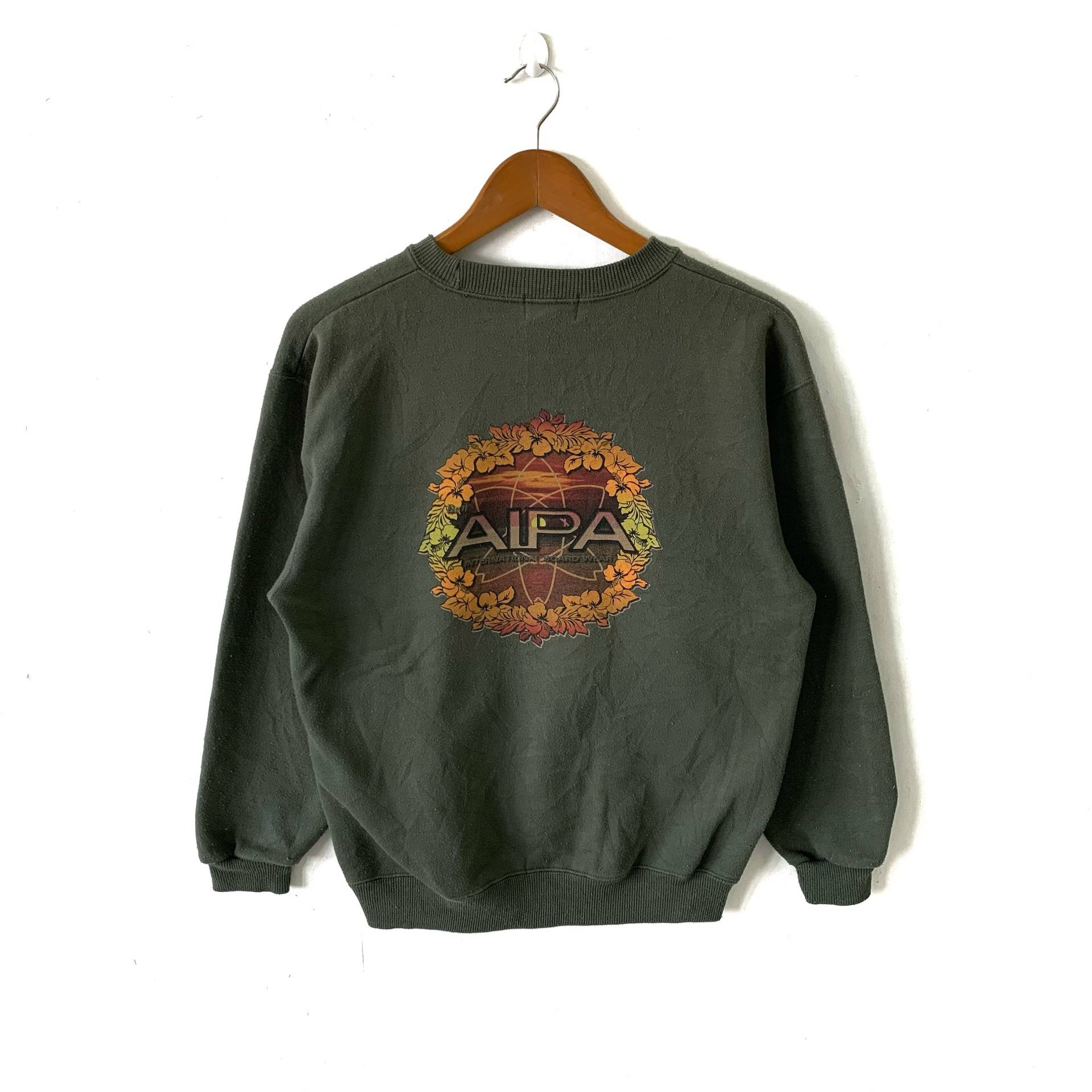 Jahrgang Aipa Surf Board Tragen Crewneck Pullover Sweatshirt Grün Größe M von 43VintageArt