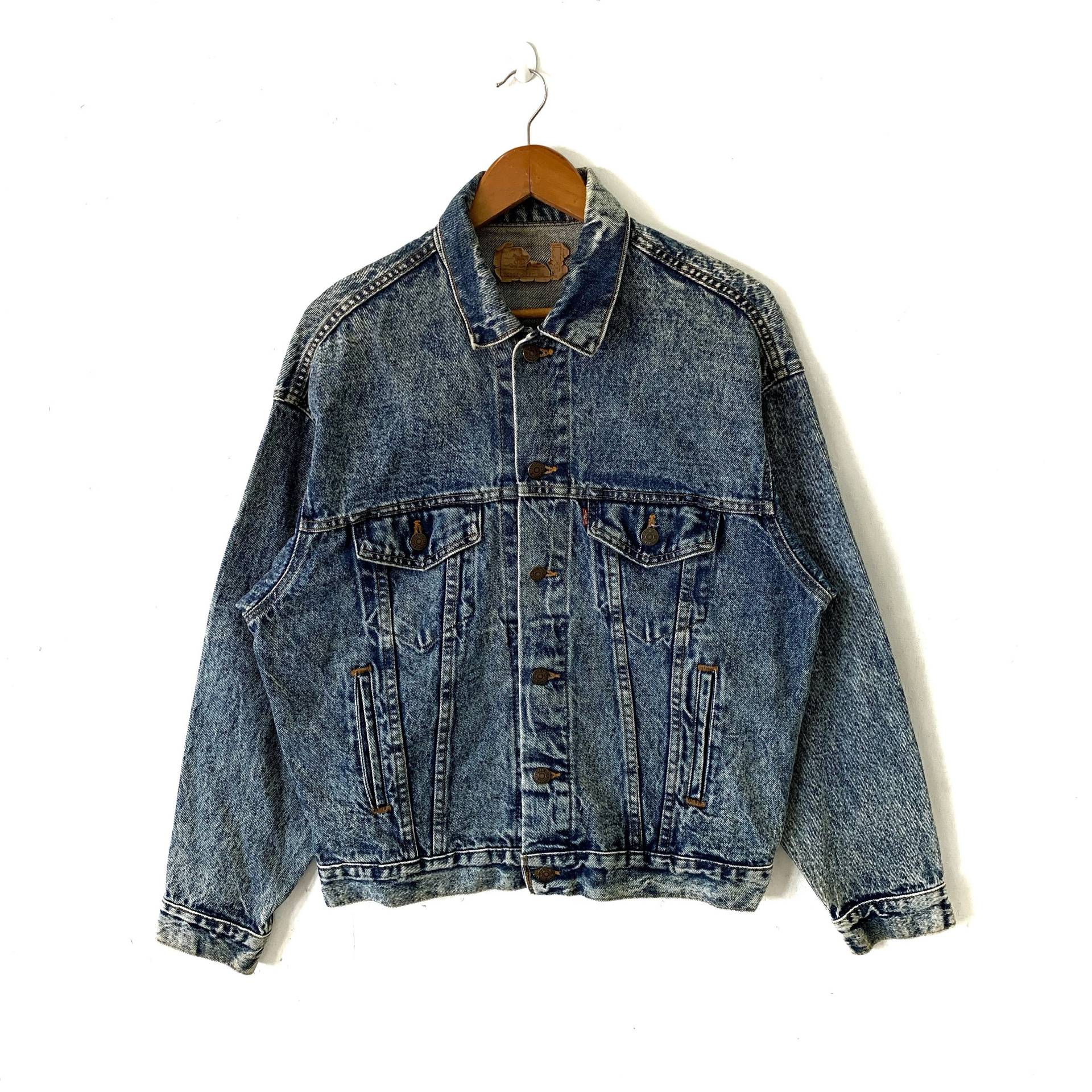 Vintage Levis 507 Denim Trucker Jacke Stempel Button 523 Made in Usa Größe M von 43VintageArt