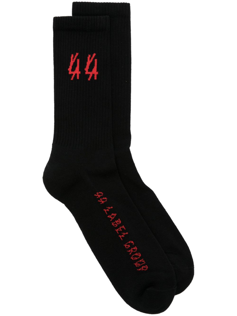 44 LABEL GROUP Gerippte Socken mit Intarsien-Logo - Schwarz von 44 LABEL GROUP