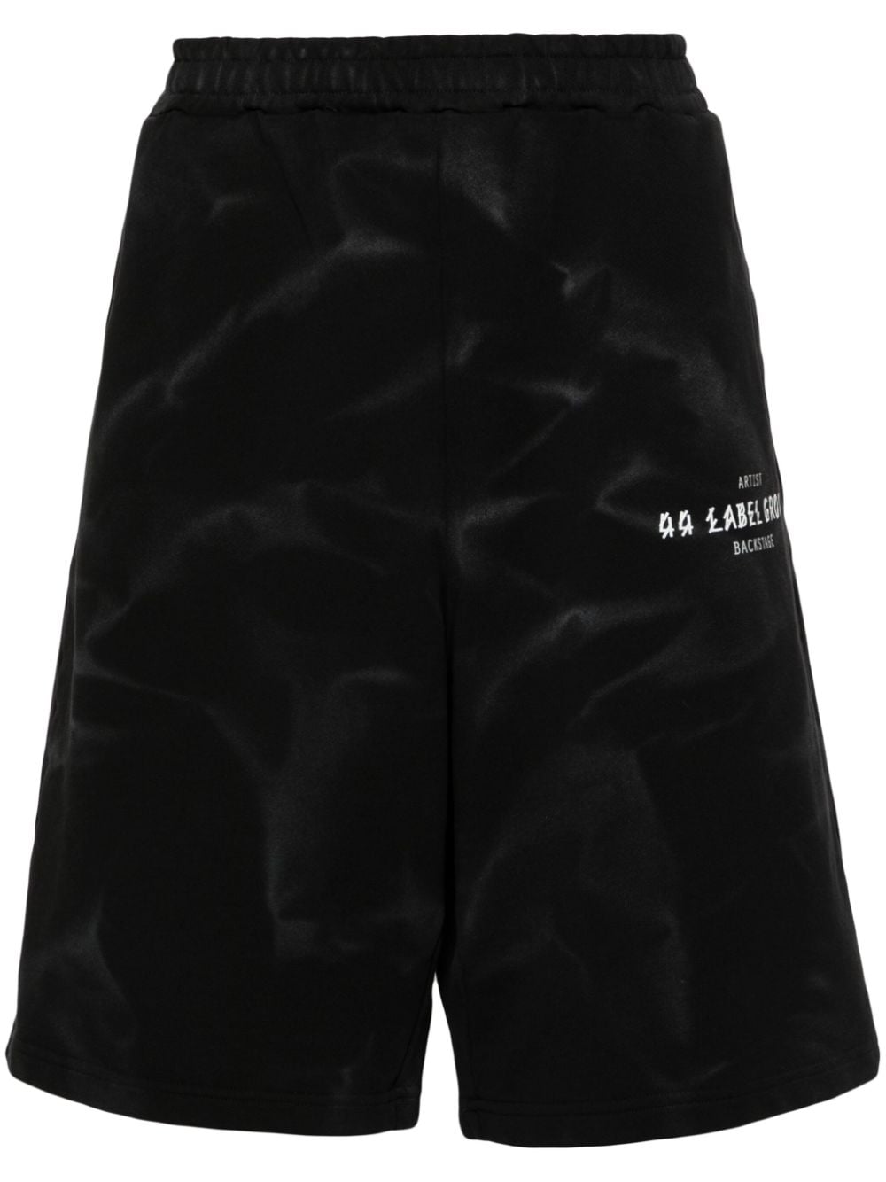 44 LABEL GROUP Ausgeblichene Shorts mit Logo-Print - Schwarz von 44 LABEL GROUP