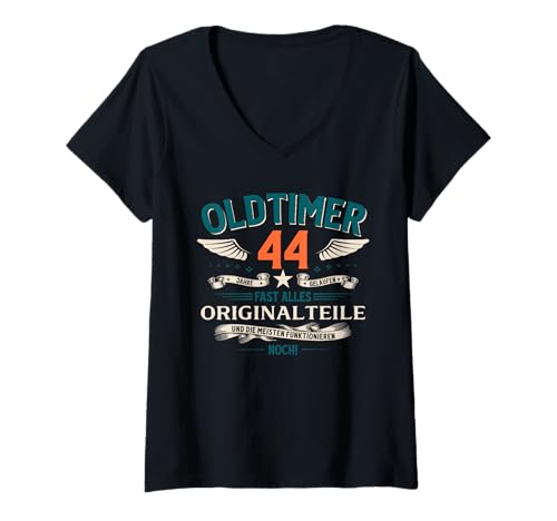 Damen 44. Geburtstag Mann Geschenk Oldtimer 1981 44 Jahre Deko T-Shirt mit V-Ausschnitt Damen 44. Geburtstag Mann Geschenk Oldtimer 1981 44 Jahre Deko T-Shirt mit V-Ausschnitt von 44. Geburtstag Geschenk Oldtimer Jahrgang 1981