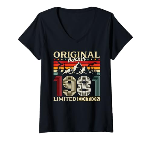 Damen 44. Geburtstag Mann Geschenk Original Oktober 1981 T-Shirt mit V-Ausschnitt Damen 44. Geburtstag Mann Geschenk Original Oktober 1981 T-Shirt mit V-Ausschnitt von 44. Geburtstag Geschenk Original Oktober 1981