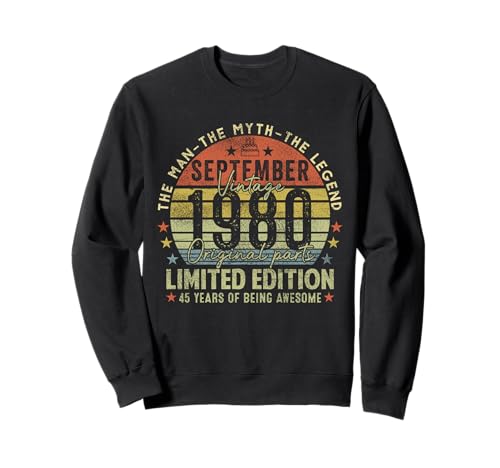 45th Birthday Gifts Vintage September 1980 45 Years Old Men Sweatshirt 45th Birthday Gifts Vintage September 1980 45 Years Old Men Sweatshirt von 45 Years Old Awesome Since September 1980 Birthday