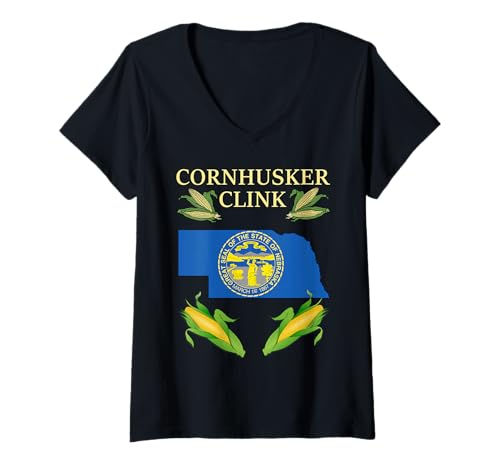 Damen Cornhusker Clink Nebraska USA Politik T-Shirt mit V-Ausschnitt Damen Cornhusker Clink Nebraska USA Politik T-Shirt mit V-Ausschnitt von 45 take 2
