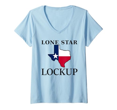 Damen Lone Star Lockup Texas USA Politik T-Shirt mit V-Ausschnitt von 45 take 2