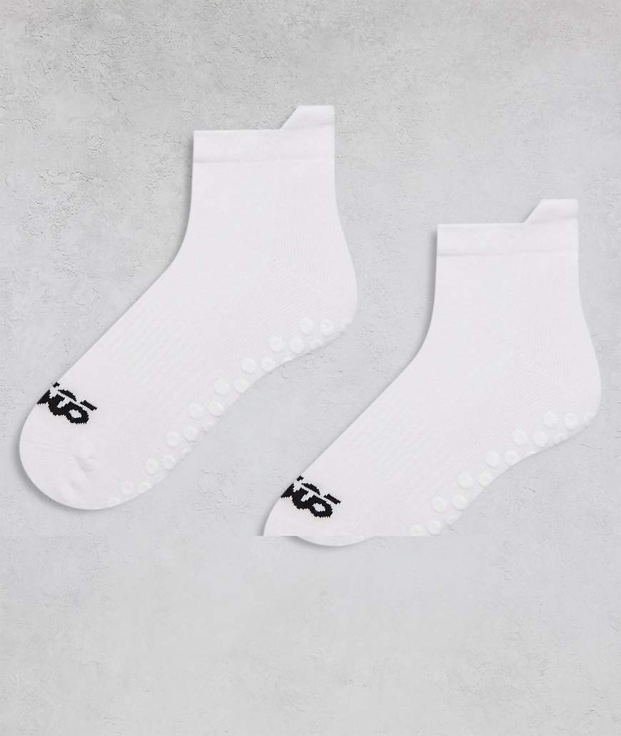 4505 - 2er-Pack Pilates-Knöchelsocken in Weiß mit Antirutsch-Sohlen von 4505