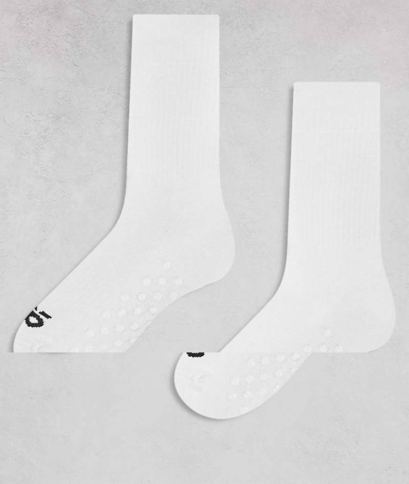 4505 - 2er-Pack gerippte, rutschfeste Pilates-Socken in Weiß von 4505