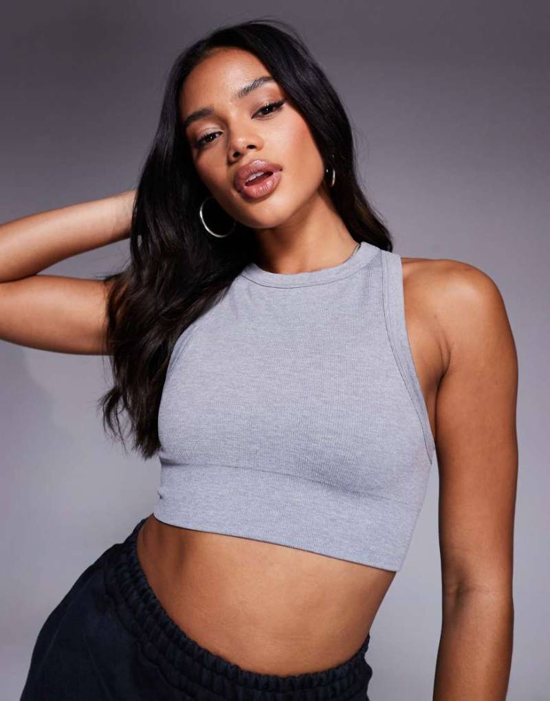 4505 - Active - Doppellagiger, nahtloser Sport-BH in grau meliert mit Halt von 4505