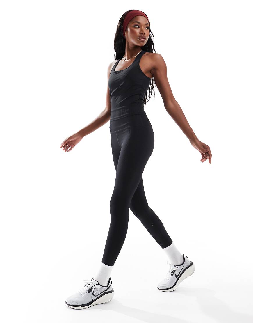 4505 - Active - Gerippte Sportleggings in Schwarz mit hohem Bund von 4505