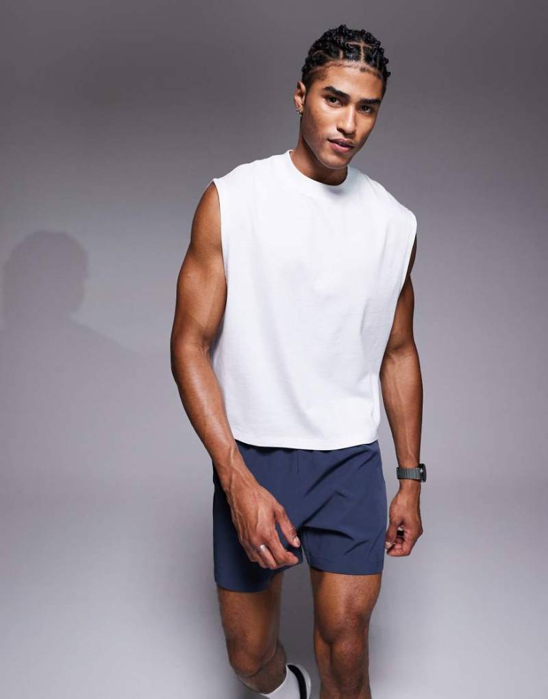 4505 - Cropped-Tanktop aus Baumwolle in Weiß mit schnelltrocknendem Finish von 4505