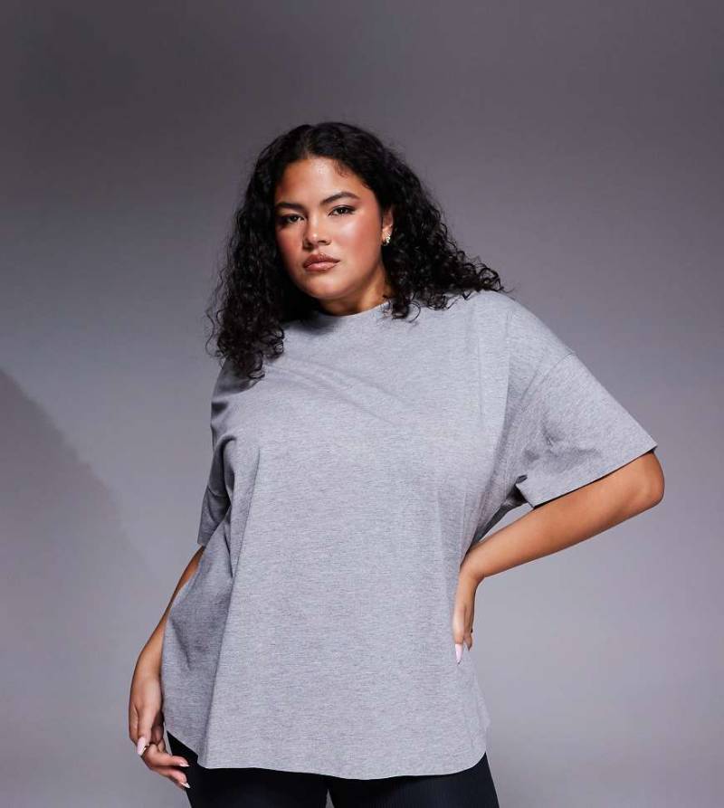 4505 Curve - Icon - Oversize-T-Shirt aus schwerer Baumwolle in meliertem Grau mit schnelltrocknendem Finish von 4505