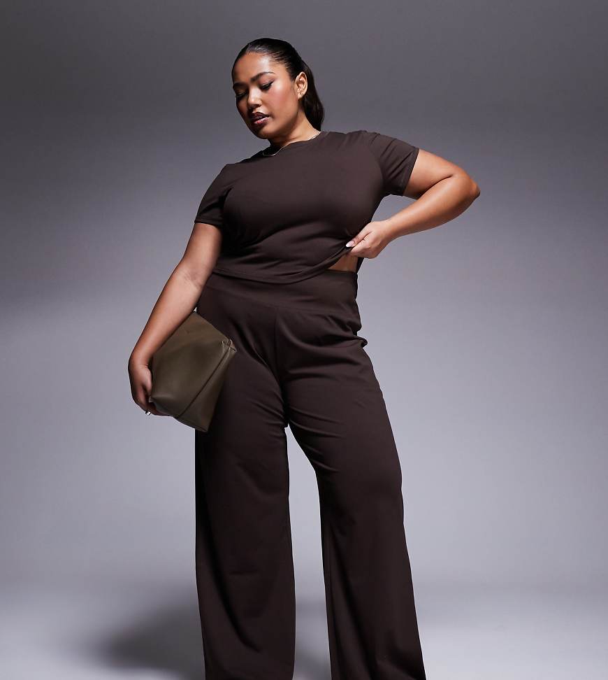 4505 Curve - Icon - Weiche Tanzhose in Schokobraun mit weitem Bein und hohem Bund von 4505