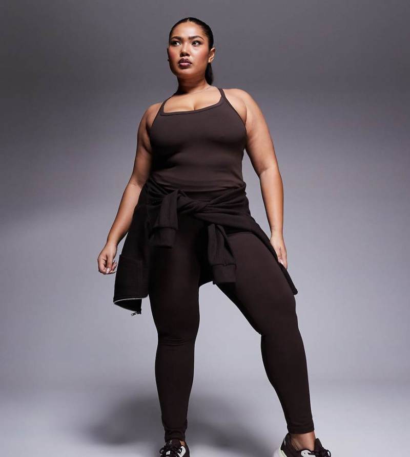 4505 Curve - Icon - Weiche Yoga-Leggings in Schokobraun mit hohem Bund von 4505