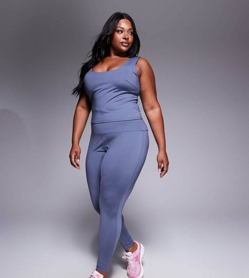 4505 Curve - Laufleggings in Kornblumenblau mit hohem Bund und Handytasche mit Reißverschluss von 4505