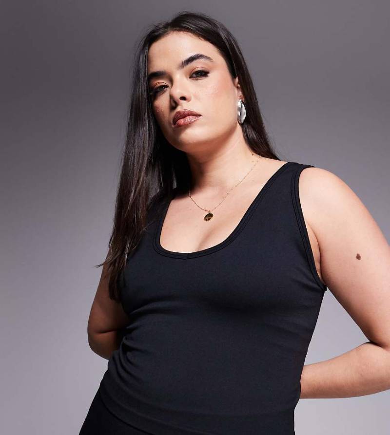 4505 Curve - Nahtloses, glattes Trägertop in Schwarz mit integriertem BH und V-Ausschnitt von 4505