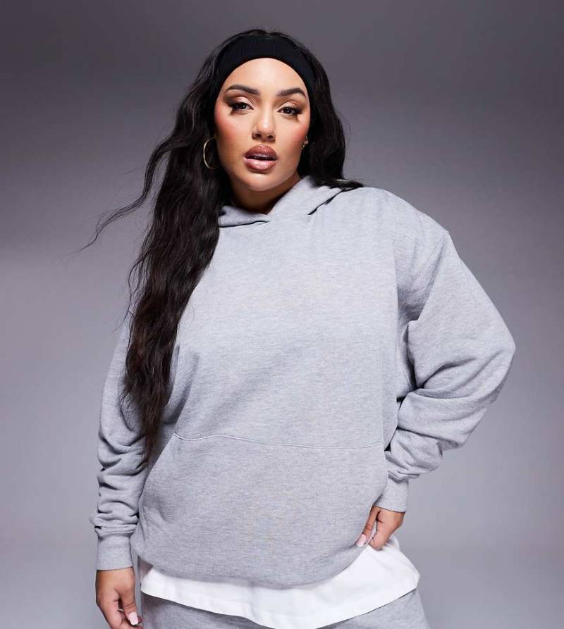 4505 Curve - Schwerer, schnell trocknender Trainingskapuzenpullover in meliertem Grau von 4505