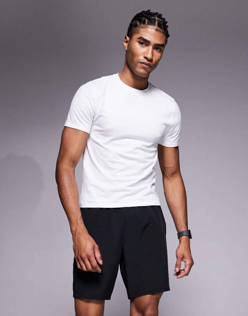 4505 - Eng anliegendes, knapp geschnittenes T-Shirt aus schnelltrocknender Baumwolle in Weiß von 4505