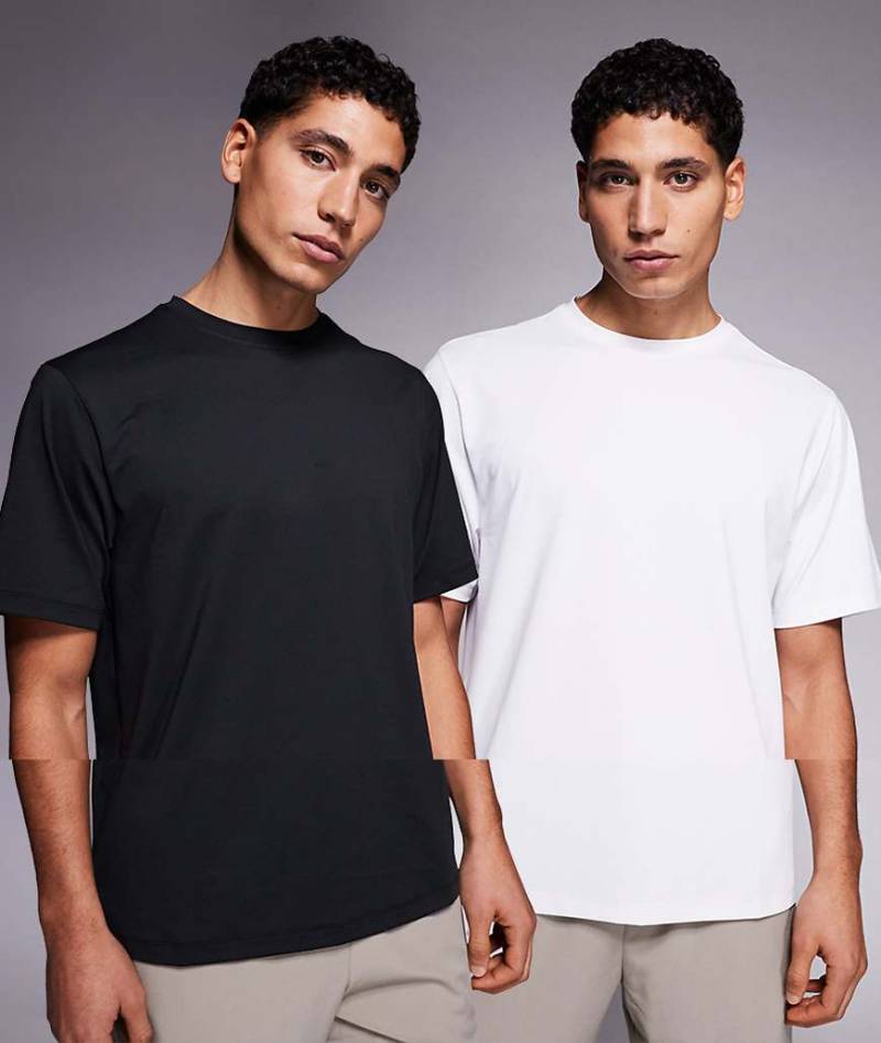 4505 - Icon - 2er-Pack Sport-T-Shirts aus schnelltrocknendem Netzstoff in Schwarz und Weiß-Bunt von 4505