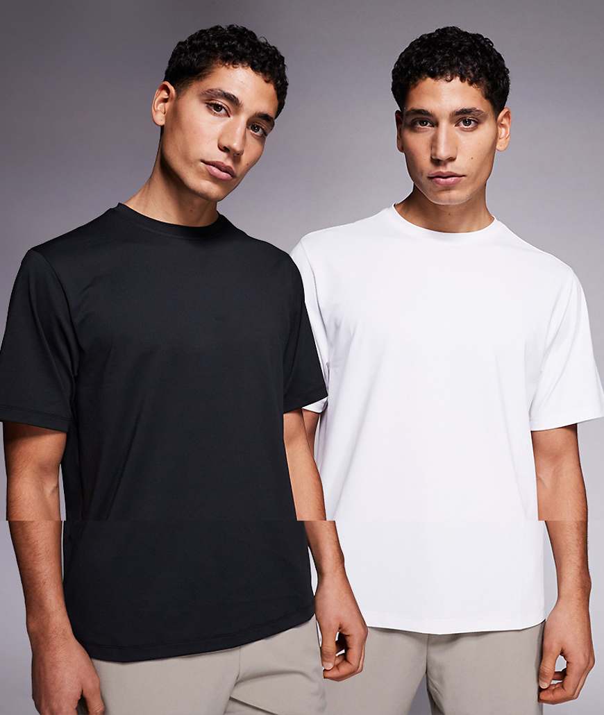 4505 - Icon - 2er-Pack Sport-T-Shirts aus schnelltrocknendem Netzstoff in Schwarz und Weiß-Bunt von 4505