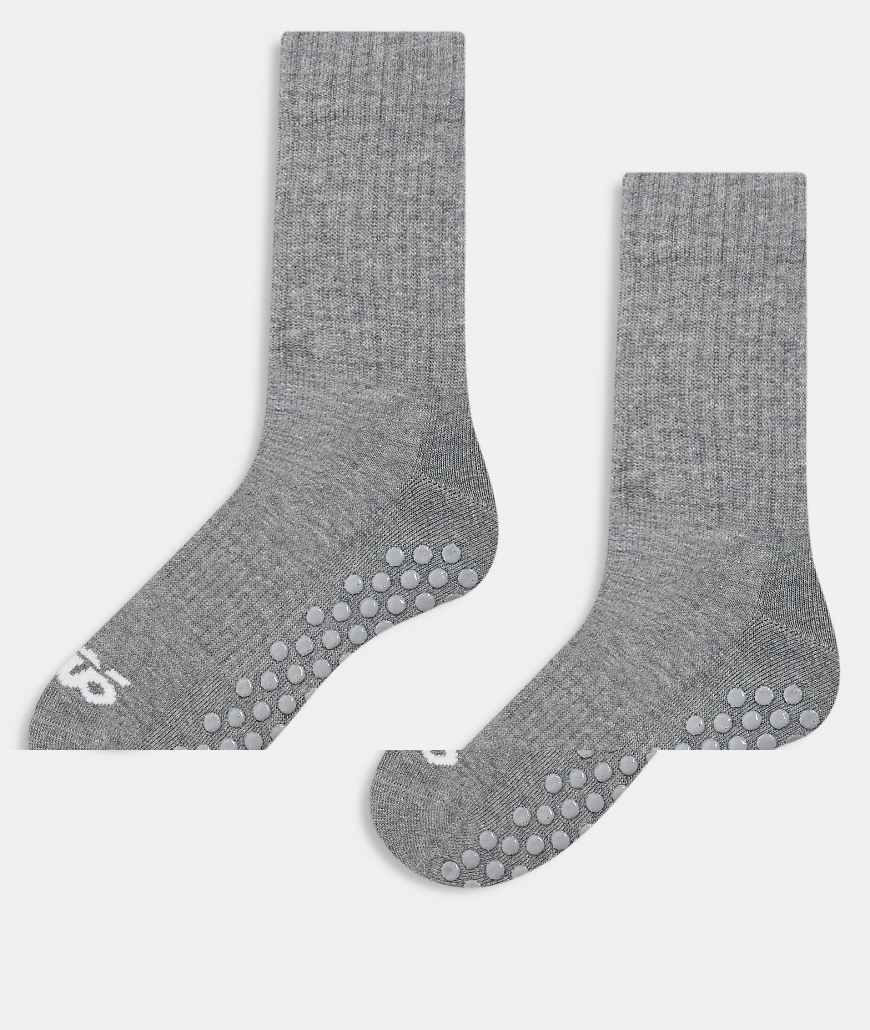 4505 - Icon - 2er-Pack rutschfeste Pilates-Socken in Grau meliert von 4505