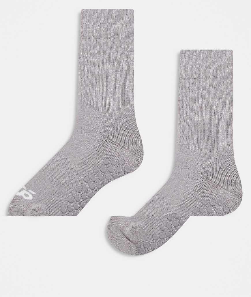 4505 - Icon - 2er-Pack rutschfeste Pilates-Socken in Nerzgrau von 4505