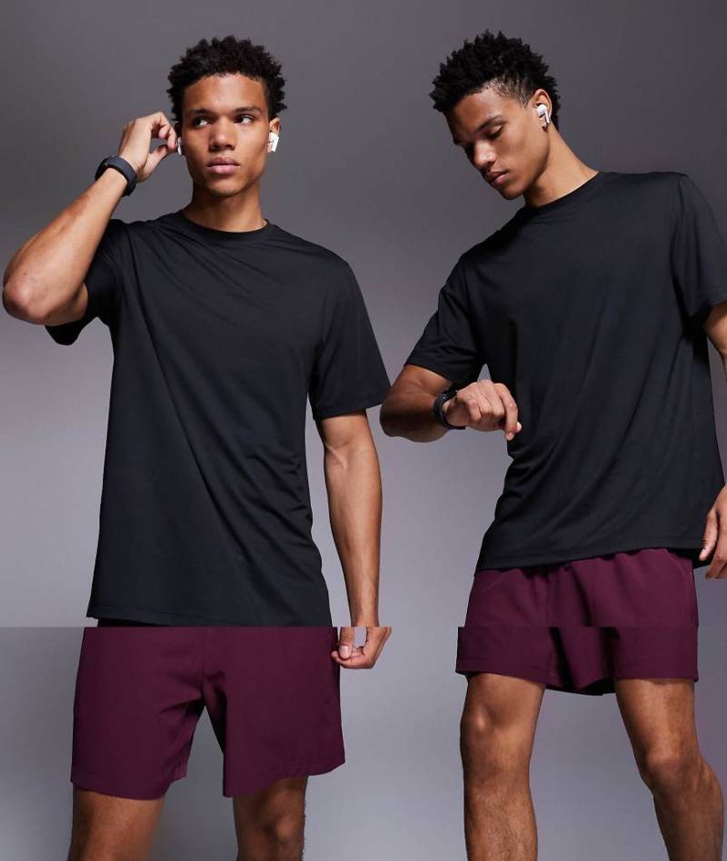 4505 - Icon - 2er-Pack schnell trocknende Sport-T-Shirts in Schwarz und Khaki-Bunt von 4505