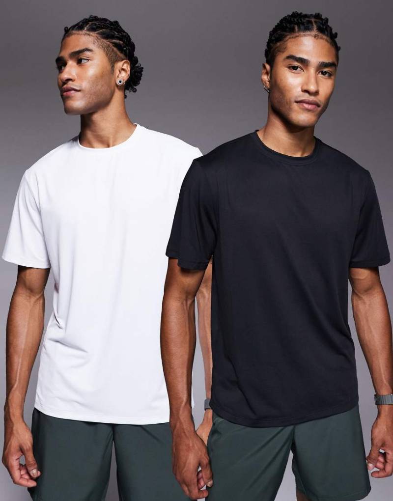 4505 - Icon - 2er-Pack schnelltrocknende Sport-T-Shirts in Schwarz und Weiß-Bunt von 4505