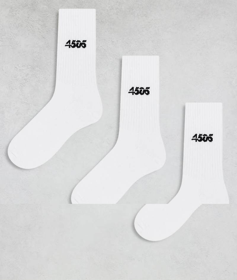 4505 - Icon - 3er-Pack schnell trocknende Crew-Sportsocken in Weiß von 4505