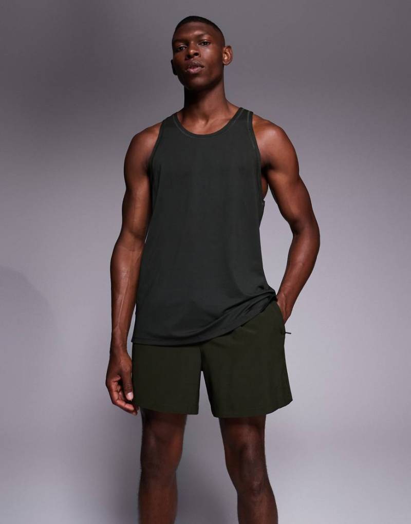 4505 - Icon 5 - Schnelltrocknende Trainingsshorts in Khaki mit Reißverschlusstaschen-Grün von 4505