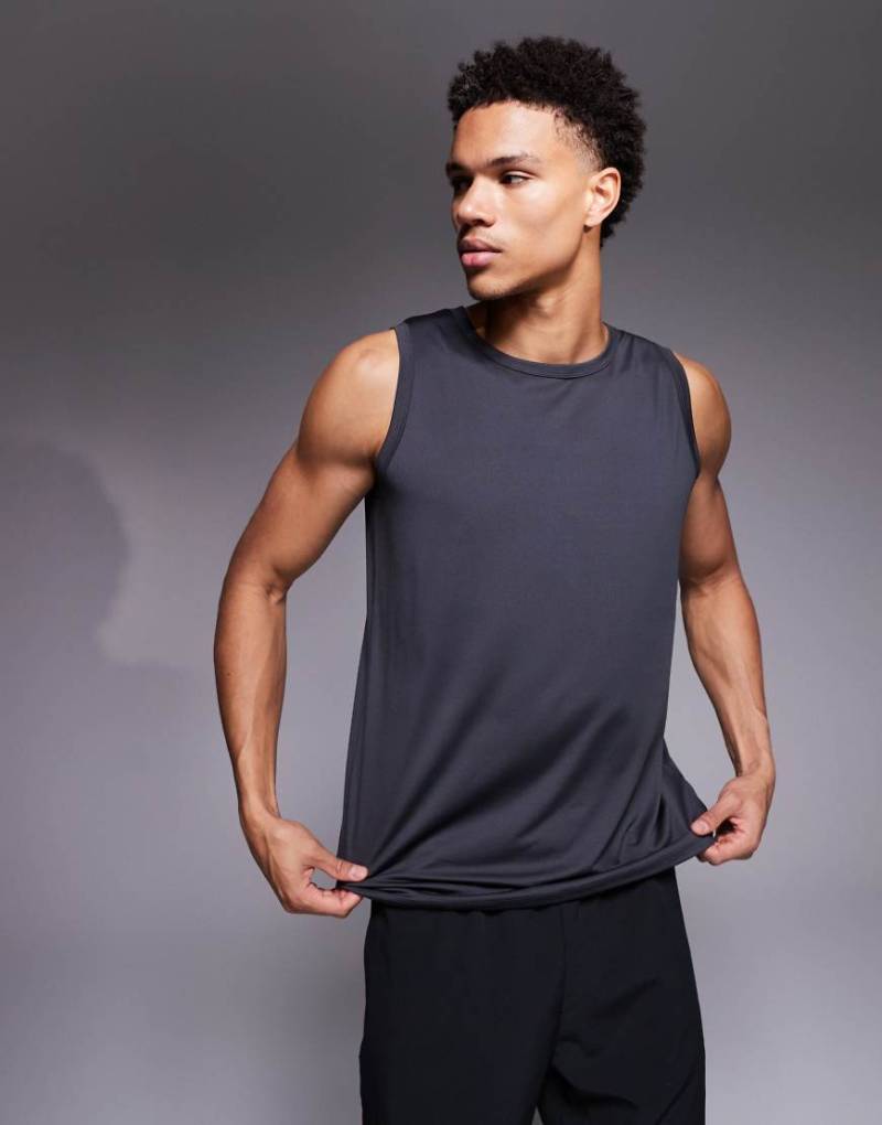 4505 - Icon - Ärmelloses, schnell trocknendes Sport-Tanktop in Anthrazit mit Loose-Fit-Design-Grau von 4505