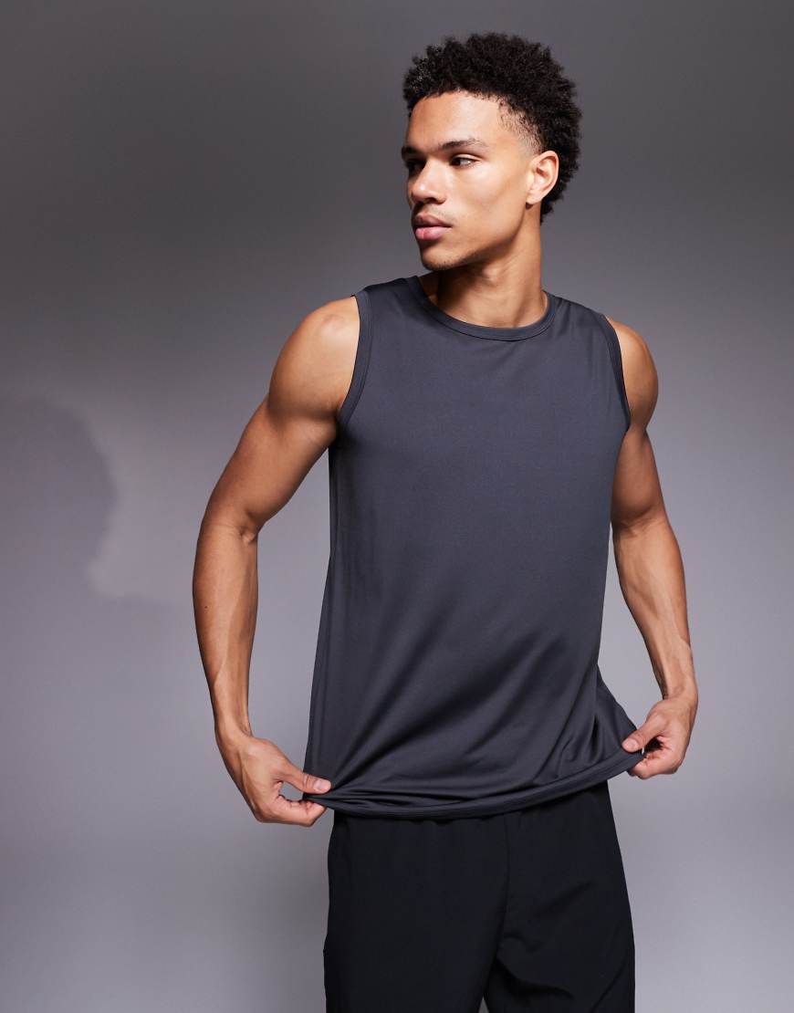 4505 - Icon - Ärmelloses, schnell trocknendes Sport-Tanktop in Anthrazit mit Loose-Fit-Design-Grau von 4505