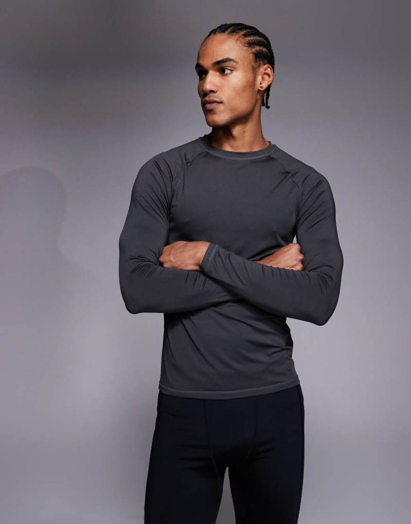 4505 - Icon - Langärmliges, körperbetontes, schnelltrocknendes Sport-Baselayer-Oberteil in Anthrazit-Grau von 4505