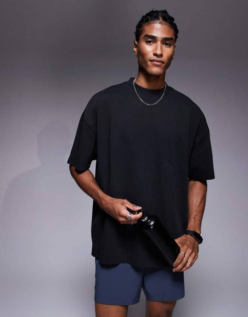 4505 - Icon - Oversize-T-Shirt aus schwerer Baumwolle in Schwarz mit schnell trocknendem Finish von 4505