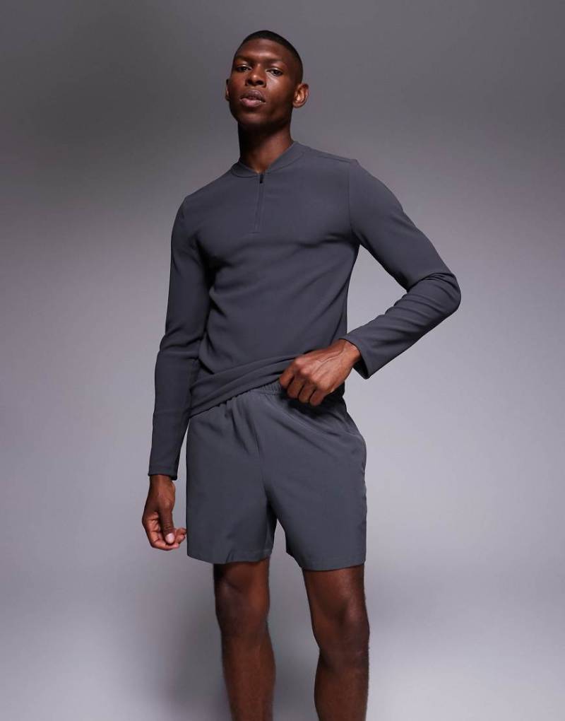 4505 - Icon - Schnelltrocknende Sport-Shorts in Anthrazit mit Reißverschlusstaschen, 13 cm Schrittlänge-Grau von 4505