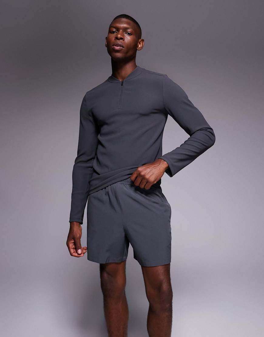 4505 - Icon - Schnelltrocknende Sport-Shorts in Anthrazit mit Reißverschlusstaschen, 13 cm Schrittlänge-Grau 4505 - Icon - Schnelltrocknende Sport-Shorts in Anthrazit mit Reißverschlusstaschen, 13 cm Schrittlänge-Grau von 4505