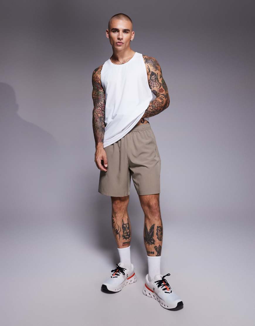 4505 - Icon - Schnelltrocknende Sport-Shorts in Steingrau mit Reißverschlusstaschen, 18 cm Schrittlänge-Neutral 4505 - Icon - Schnelltrocknende Sport-Shorts in Steingrau mit Reißverschlusstaschen, 18 cm Schrittlänge-Neutral von 4505