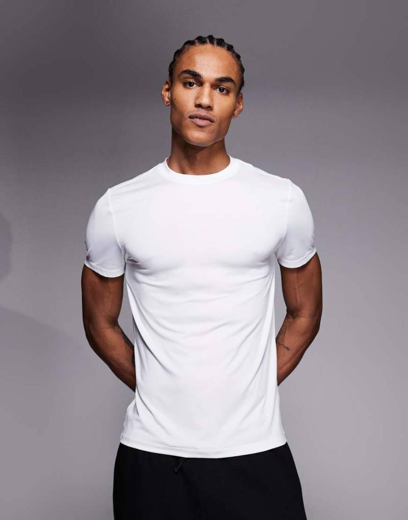 4505 - Icon - Schnelltrocknendes Baselayer-Muskelshirt in Weiß mit körperbetontem Schnitt von 4505