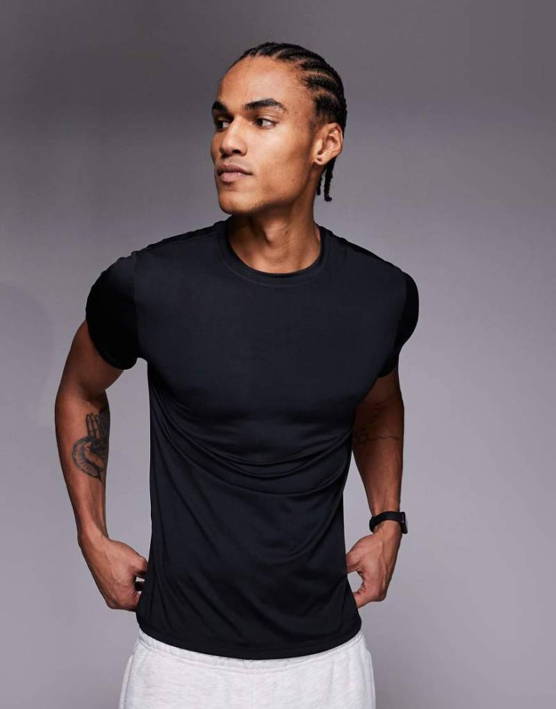 4505 - Icon - Schnelltrocknendes Baselayer-Sport-T-Shirt in Schwarz mit körperbetontem Schnitt von 4505