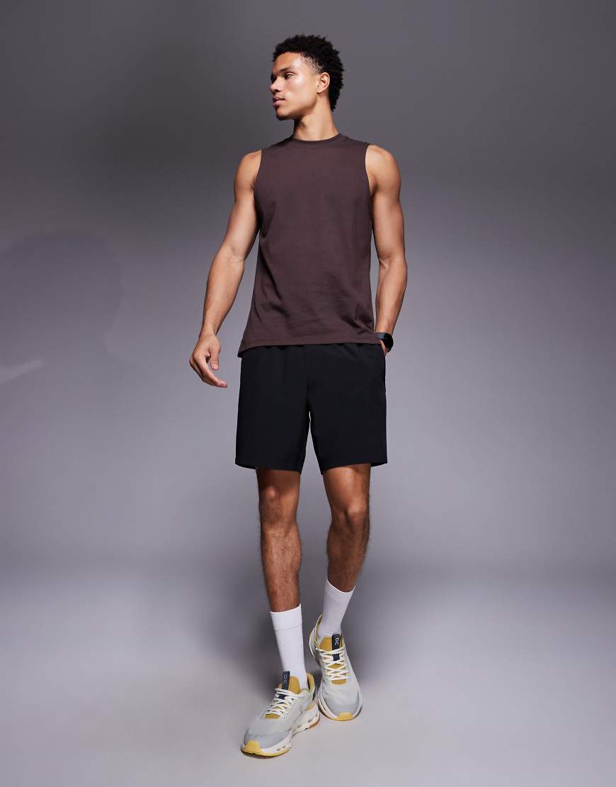 4505 - Icon - Schnelltrocknendes Sport-Trägertop aus Baumwolle in Rosinenbraun mit tiefem Armausschnitt-Brown von 4505