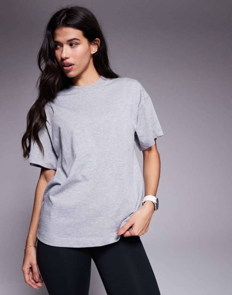 4505 - Icon - Schweres Oversize-T-Shirt aus Baumwolle in Grau meliert mit schnell trocknendem Finish von 4505