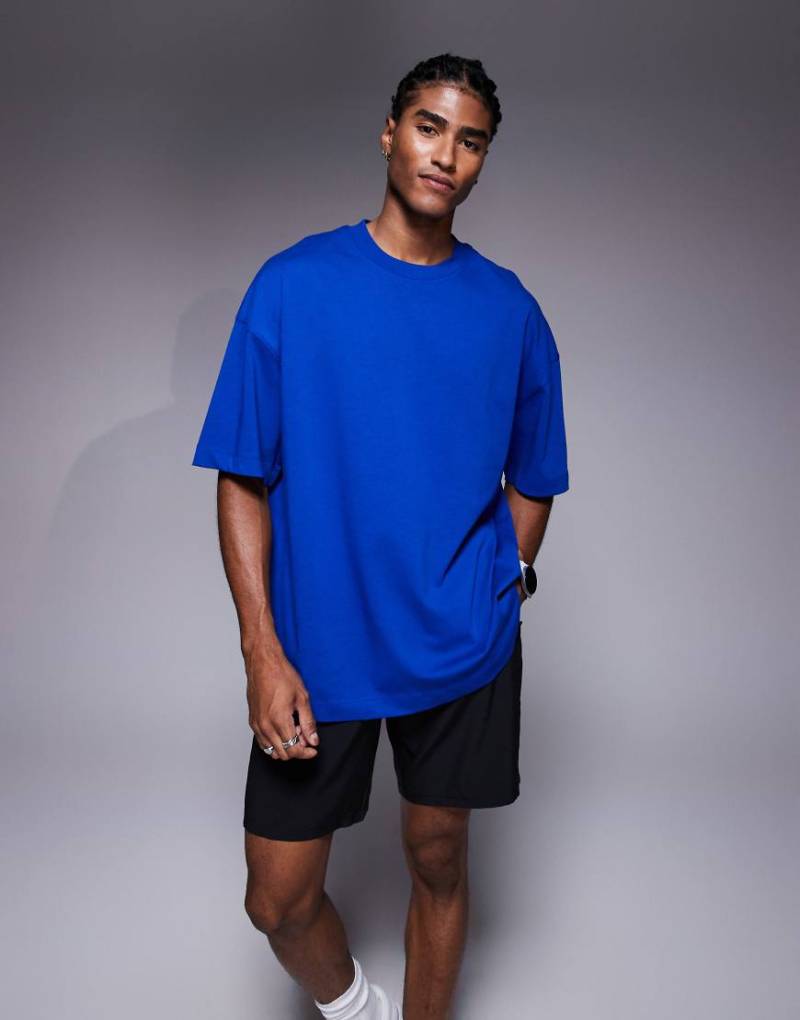 4505 - Icon - Schweres Oversize-T-Shirt aus Baumwolle in Kobaltblau mit schnell trocknendem Finish von 4505