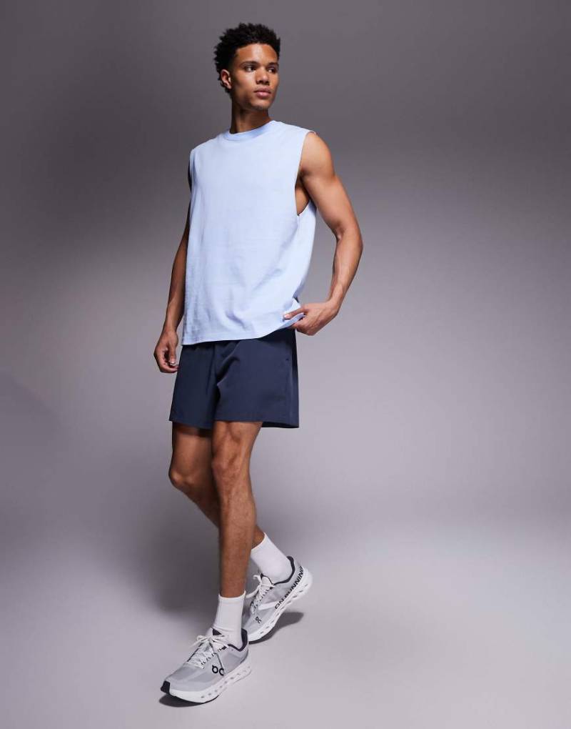 4505 - Icon - Sport-Tanktop aus schnell trocknender Baumwolle in Hellblau mit Oversize-Passform von 4505