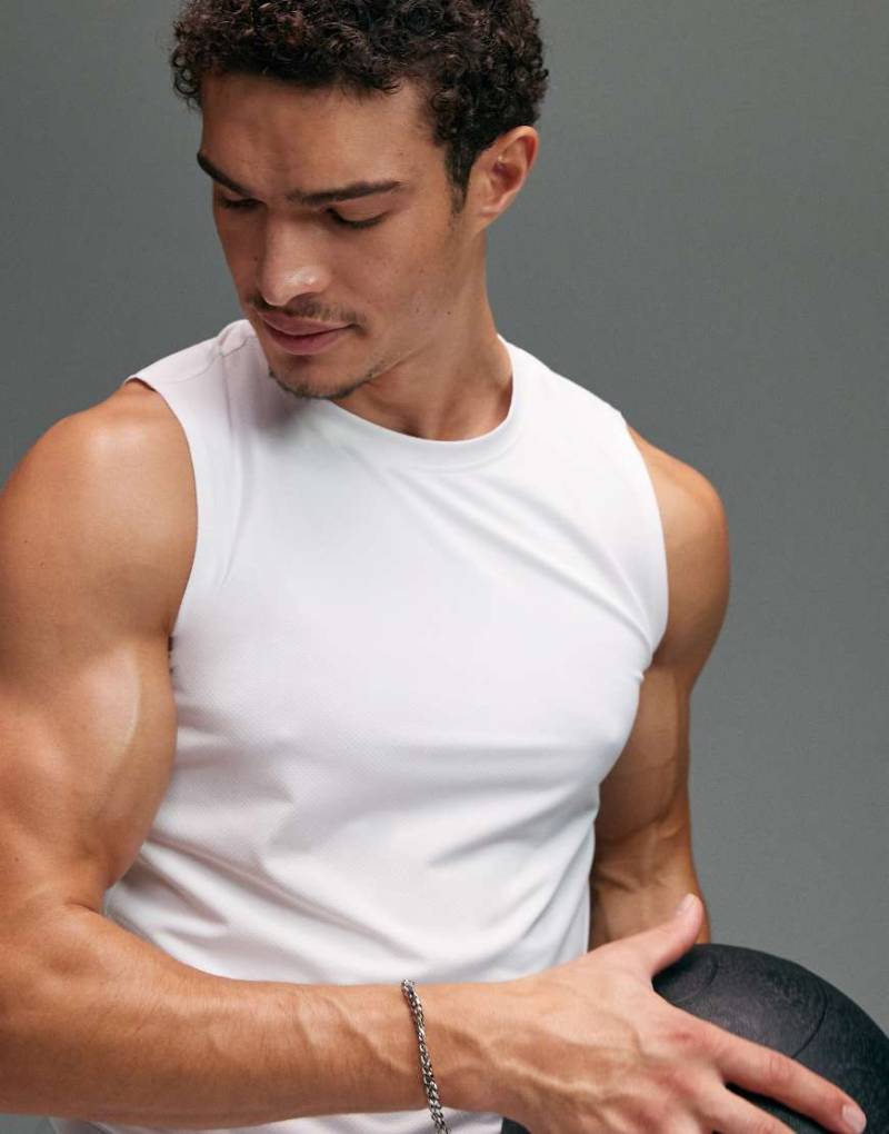 4505 - Icon - Sport-Tanktop aus schnelltrocknendem Netzstoff in Weiß von 4505