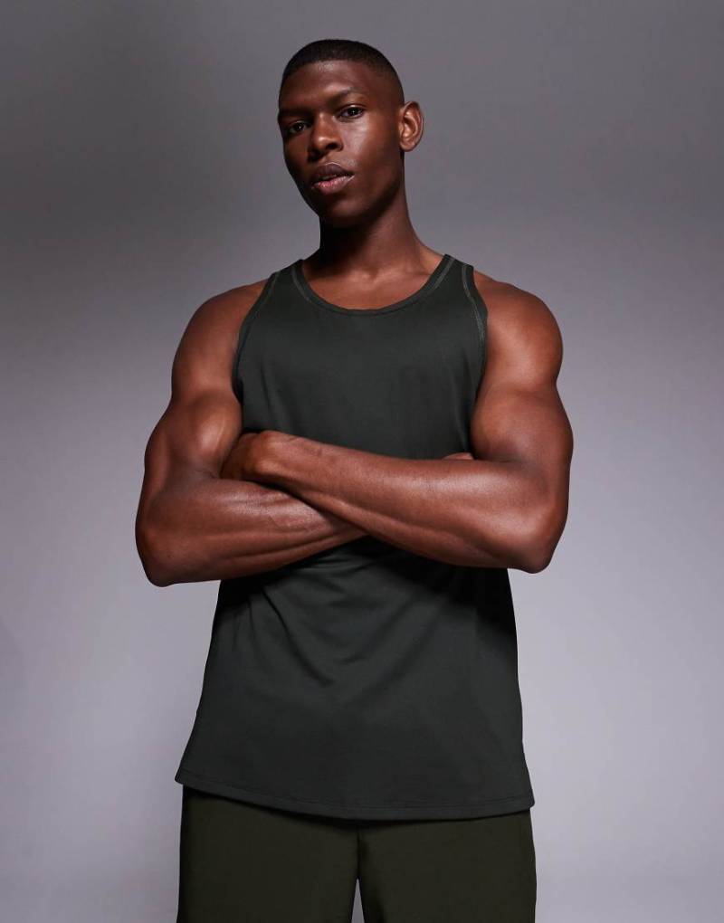 4505 - Icon - Sport-Trägertop aus schnelltrocknendem Netzstoff in Khaki mit Ringerrücken-Grün von 4505