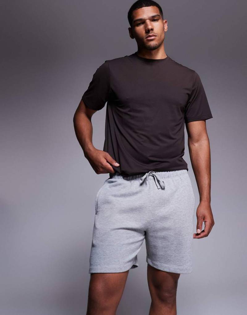 4505 - Icon - Sweatshorts aus schwerer Baumwolle in meliertem Grau mit schnell trocknendem Finish von 4505