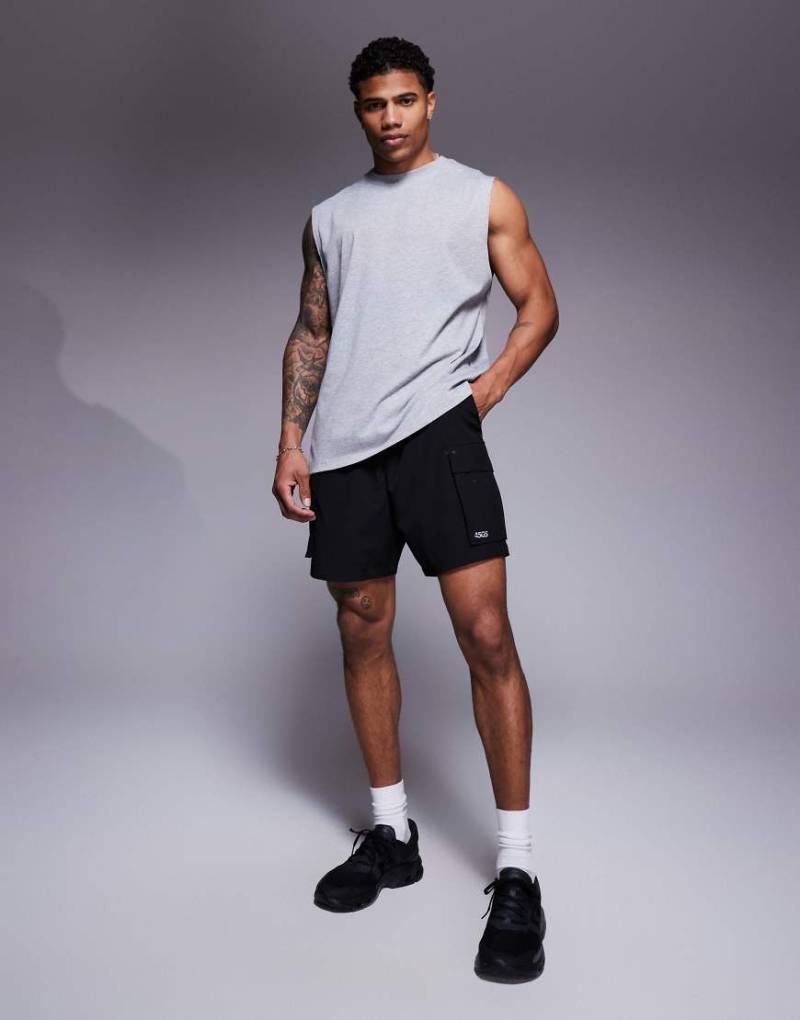 4505 - Icon - Tanktop fürs Fitness-Training in Oversize aus Baumwolle in Grau meliert mit schnelltrocknendem Finish von 4505