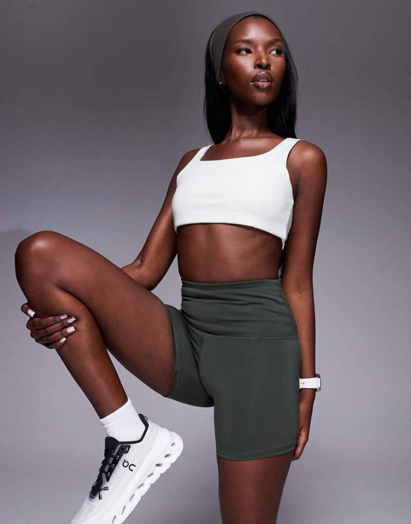 4505 - Icon - Trainings-Leggingshorts in Dunkelgrün mit Handytasche und hohem Bund, 5 Zoll Schrittlänge von 4505