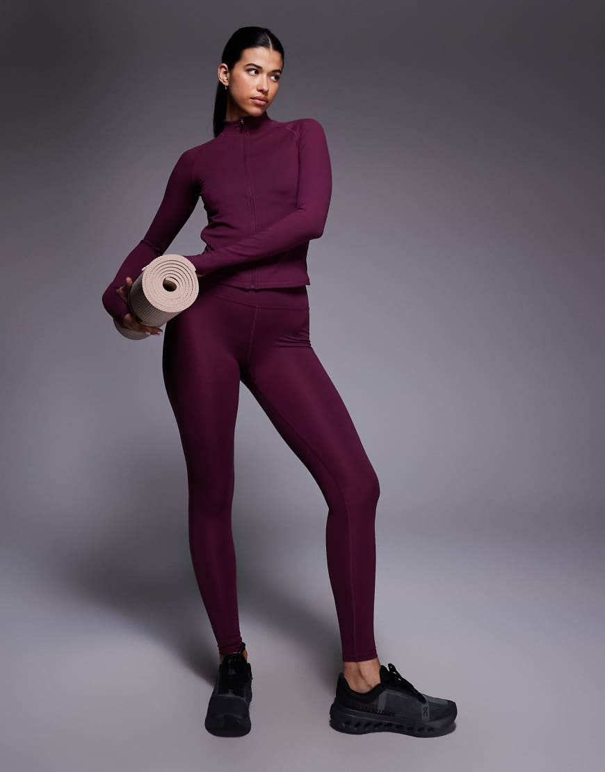 4505 - Icon - Weiche Yoga-Leggings in Burgunderrot mit hohem Bund-Lila von 4505